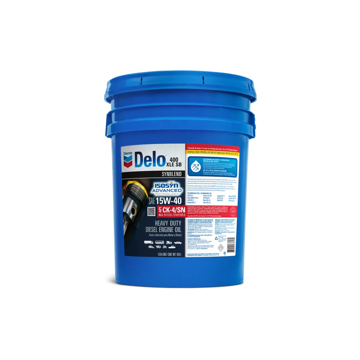 Cubeta de lubricante Chevron Delo para motores diésel de servicio pesado